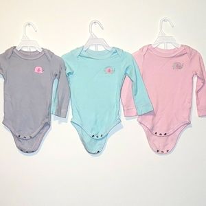 18M Long sleeve elephant print onsies (set of 3)